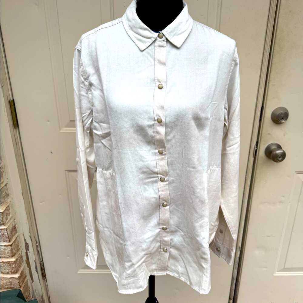 Jachs Girlfriend, Long Sleeve, White, Blouse, Size Medium